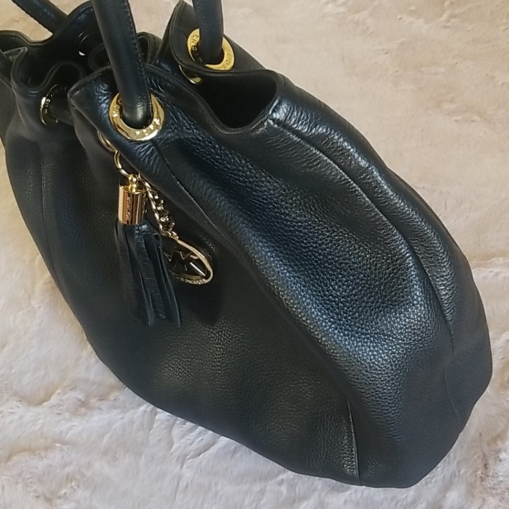 MICHAEL Michael Kors Black Leather Tote with Gold Hardware - Picture 15 of 16
